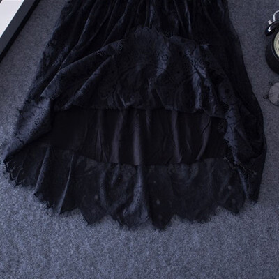 

Spring Summer Women Sexy Lace Skirts Fashion Solid Casual Mesh tulle skirt Hollow Out short Black White Skirt