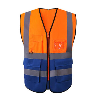 

High Visibility Safety Vest with Pockets Reflective Strips Zipper Security Working Clothes Safety Waistcoat