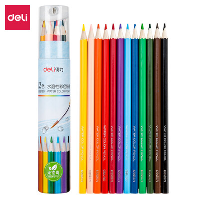 

Deli 12 color bucket water soluble color pencil water soluble color lead set with pencil sharpener 68129