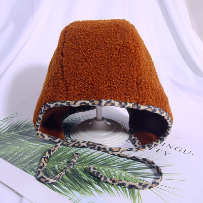 

Newborn Boys Girls Cute Autumn Winter Warm Kids Leopard Print Hats Wool Hemming Cute Caps