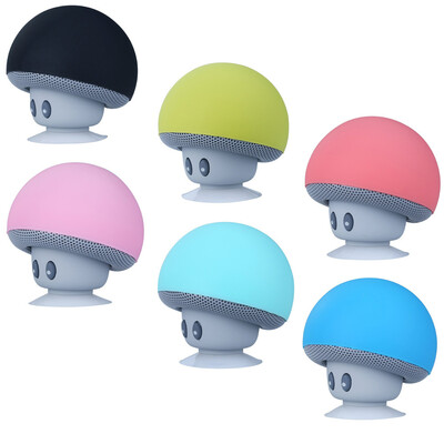 

Mini Mushroom Portable BT V41 Waterproof Speaker Wireless Suction Cellphone Stand Small Stereo for Smartphone Black