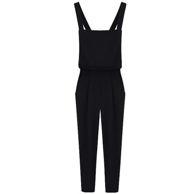 

Fashion Rompers Womens Jumpsuits Pocket Vintage Sleeveless Backless Casual Loose Solid Overalls Strape Slim Paysuits Large Size