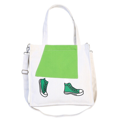 

Cartoon diagonal simple creative canvas bag Korean version of simple womens elegant canvas bag female bag Japanese art leisure