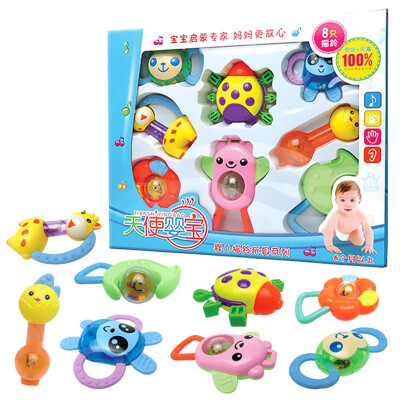 

8Pcs Baby Toys Cartoon Animal Hand Jingle Shaking Bell Hand Shake Ring Rattles Toys Newborn Teether Toys