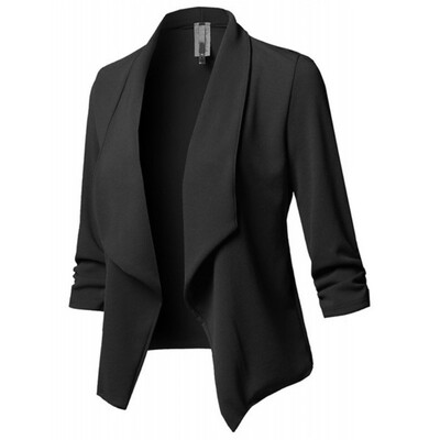 

Fashion Blazer Solid Color Slim Cardigan Suit Commuting Pleated Long Sleeve Blazer