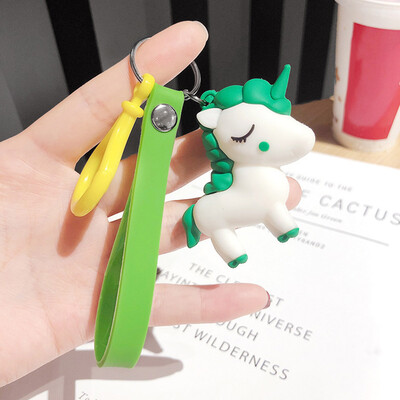 

Fashion Cute Cartoon Unicorn Key Chain Accessory Car Key Ring Soft Silicone Key Ring Charm Ornament Gifts