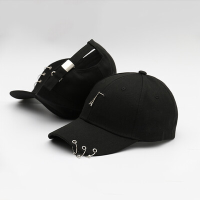 

New Cap Female Korean Chaopai Joker Student Stars with Spring&Summer Street Iron Ring Hip Hop Baseball Cap Male