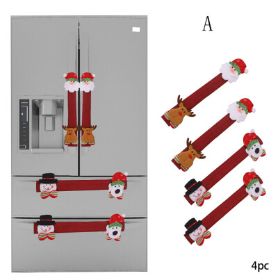 

Gobestart 4pcs Christmas Refrigerator Door Handle Cover Kitchen Appliances Glove Protector