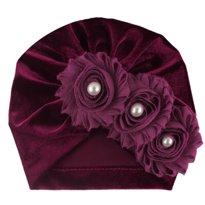 

New Autumn Soft Cute Newborn Baby Pearl Design Girls Caps Infant Casual Hat Headwear Cute Turban Elastic Cap