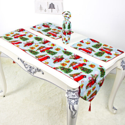 

Kitchen Supplres Kit 1 Table Runner 4 Placemats And 2 Wine Bottle Covers Christmas Table Decoration