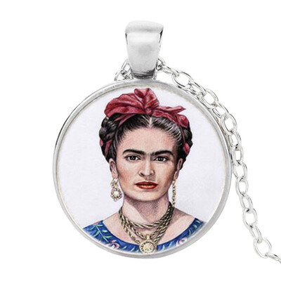 

Fri-da Kah-lo Gemstone Necklace Velvet Self Portrait Pattern Woman Jewelry Art Pendant