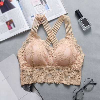 

Fashion Casual Women Lady Lace Strap Bras Tops Tube Chest Wrap Woman Underwear Cross Beauty Back Tank Tops