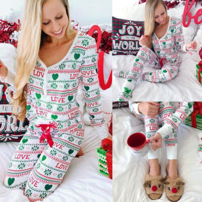 

Family Matching Christmas Pajamas Set Women Baby Kids Santa Sleepwear Nightwear
