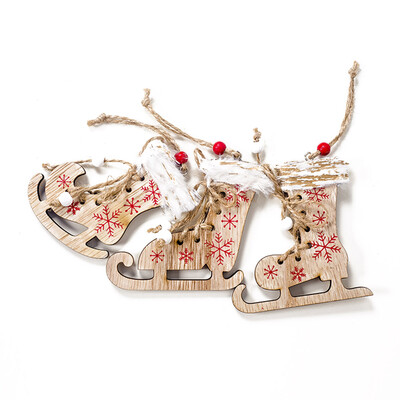 

3pcsSet Hollow Christmas Boots Wooden Pendants Ornaments