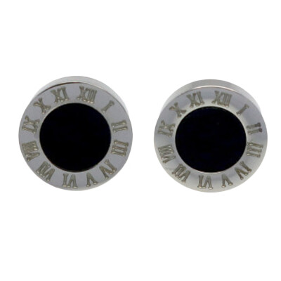 

Elegant Charming Earrings Black Agate Roman Numerals Stud Earrings WomenMen Girls Piercing Jewelry