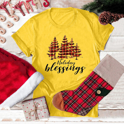 

Gobestart Women Girls Plus Size Print Shirt Christmas Short Sleeve T Shirt Blouse Tops