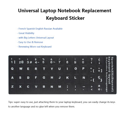 

English QWERTY Replacement Keyboard Sticker with Big Letters Non-Transparent Universal for Laptop Notebook