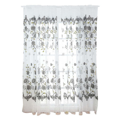 

Offset Large Peony Flower Printed Curtain Screen Multicolor Lace Fabric Curtain