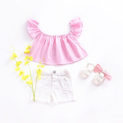 

Kids Girls Crop Tops Upper Outer Garment Children Clothing Lace Short Sleeve Tops Size 80-120 Pink Black White Blue