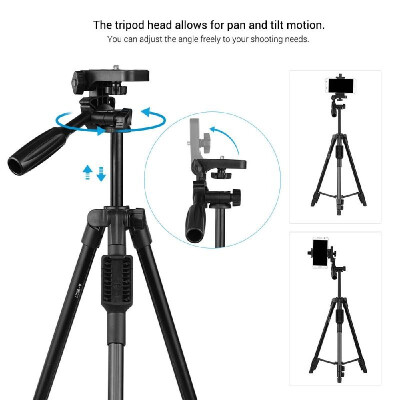 

47-inch Lightweight Portable Travel Camera Tripod Stand Compact Aluminum Alloy with Smartphone Holder BT Remote Control Carrying B