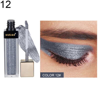 

LULAA 12 Colors Glitter Liquid Eyeshadow Smoky Waterproof Long Lasting Cosmetic