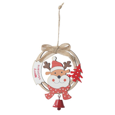 

Wooden Hollow Christmas Pendant With Bell Xmas Tree Hanging Drop Ornament Holiday Party Decorations wv