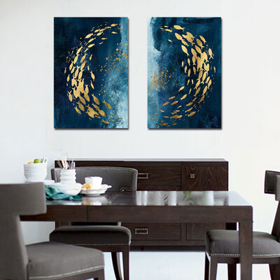 

Marine Golden Group Of Fish Painting Chinese Style Simple Living Room Mural Bedroom Decoration Painting Without Frame