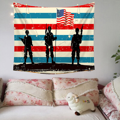 

Toponeto Independence Day Print Family Tapestry Light String Combination Wall Decoration