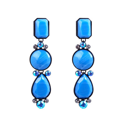 

New Mode Style Hot Sale Precious Stone Earrings For Women Trendy Vintage Geometric Statement Drop Earrings Wholesale Gift