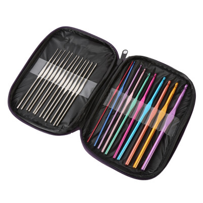 

NEW 22 PcSet Multi Stainless Steel Needles Crochet Hooks Set Knitting Needle Tools With Case Yarn Craft Kit