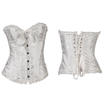 

Ladies Womens Sexy Lace up Back Satin Boned Corset Bustier G-string Size -6XL