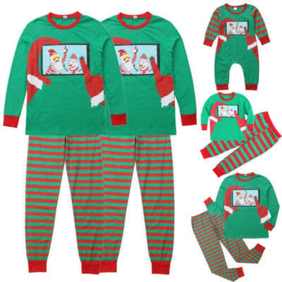 

Christmas Family Matching Pajamas Adult Women Kids Baby Sleepwear Set Plus Size