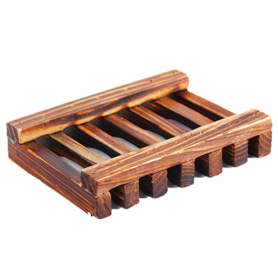 

3 Pcs Carbonized Bamboo Wooden Soap Dish Holder Environmental Soap Rack Hand Craft Antiseptic Moisture-proof