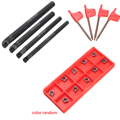 

4pcs 7mm 8mm 10mm 12mm SCLCR06 Turning Tool Boring Bar 10pcs CCMT060204 Inserts&4pcs Wrench