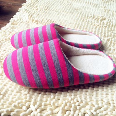 

2019 Women Retail Drop Shipping Striped Indoor Slippers Unisex Women House Shoes Non-Slip Warm Cotton Slippers Floor Slippers