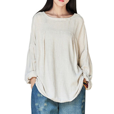 

EFINNY Womens Blouse Blusas Summer Autumn Casual Lantern Sleeve O Neck Solid Loose Pullover Feminino Blouse Shirt