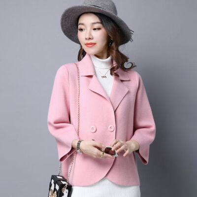 

Women Simple Woolen Temperament Slimming Cardigan Coat Solid Color Long Sleeve Button Lapel Suit Jacket Outwear