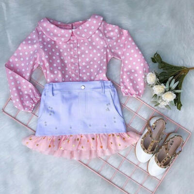 

2Pcs Newborn Baby Girl Autumn Clothes Dot Tops Shirts Ruffle Tutu Skirts Outfits