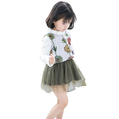 

Autumn Baby Infants Girls Kids Children Fleece Waistcoat VestVintage Princess Long Sleeve Dress Vestido 2pcs Girl Dress