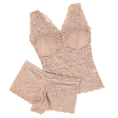 

Fashion Sexy 2 piece Woman Lace Sexy Underwear Women Solid Color Bras&Panties Set Wire Free Push Up V-neck Bra Sets