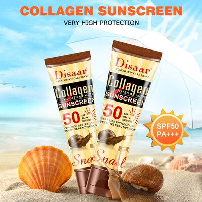 

50ml SPF50 Snail Sunscreen Cream Waterproof Sunblock Foundation Whitening Isolation Moisturizing Oil Control Face Body Care
