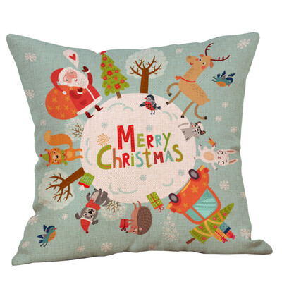 

Tailored Merry Christmas Pillow Cases Cotton Linen Sofa Cushion Cover Home Decor