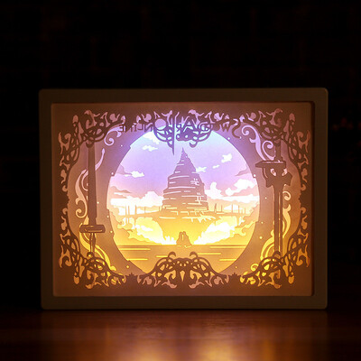 

JPGIF Creative Art Décor Lamp Light 3D Night Lamp Paper Pattern Painting LED Table