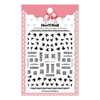 

1 Sheet 3D Nail Stickers F-lame Animal Letters Pattern Adhesive Nail Art Sticker Manicure Decoration