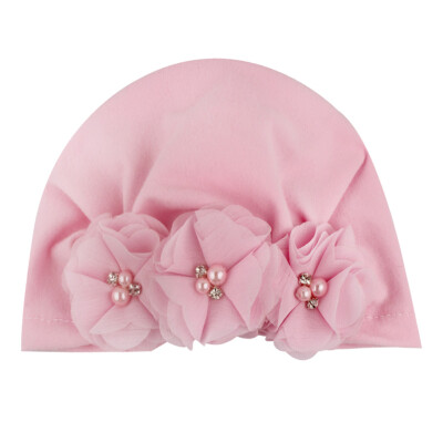 

Fashion Soft Baby Caps Fashion Pearl Floral Design Girls Boys Caps Baby Hat Infant Turban Elastic Cap 1-3T