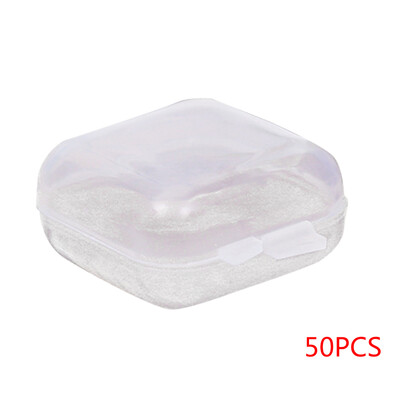 

50pcs Plastic Earrings Storage Box Square Mini Transparent Ring Container Lid Ornaments Organizer