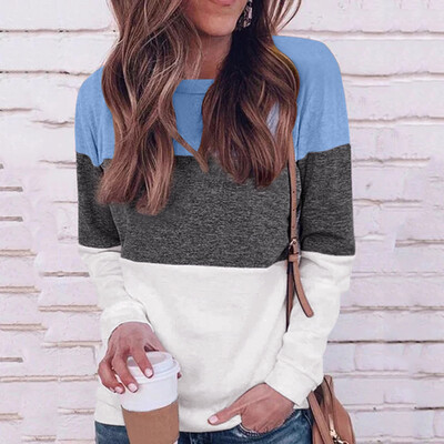 

Tailored Womens Long Sleeve O-Neck Patchwork Print Hoodie Sweatshirt Top Blouse
