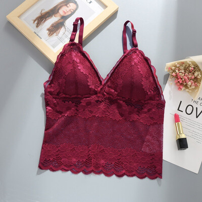 

Women Lace Anti-Exposure Bottoming Beauty Back Solid Color Embroidery Triangle Cup Bra