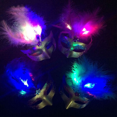 

Masquerade Party Mask Women LED Lighting Mask Fancy Dress Party Princess Feather Masks For Costume Parties Carnivals