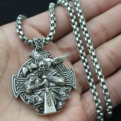 

Norse Rune Nordic Raven Spirit Totem Crow Bird Viking Cross Pendant Necklace Man Jewelry Design